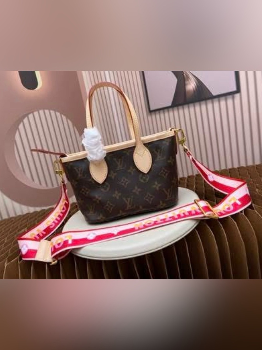 Monogram Mini-Tote with Pink/Red Strap